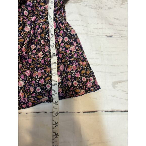 Cottagecore Shirt Small Blue, Pink Floral Smocked Lightweight Stretch Old Navy - Picture 4 of 6